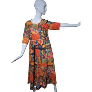 Floryday Art to Wear Dopamine Womens size Medium Boho Casual Office Henley Dress